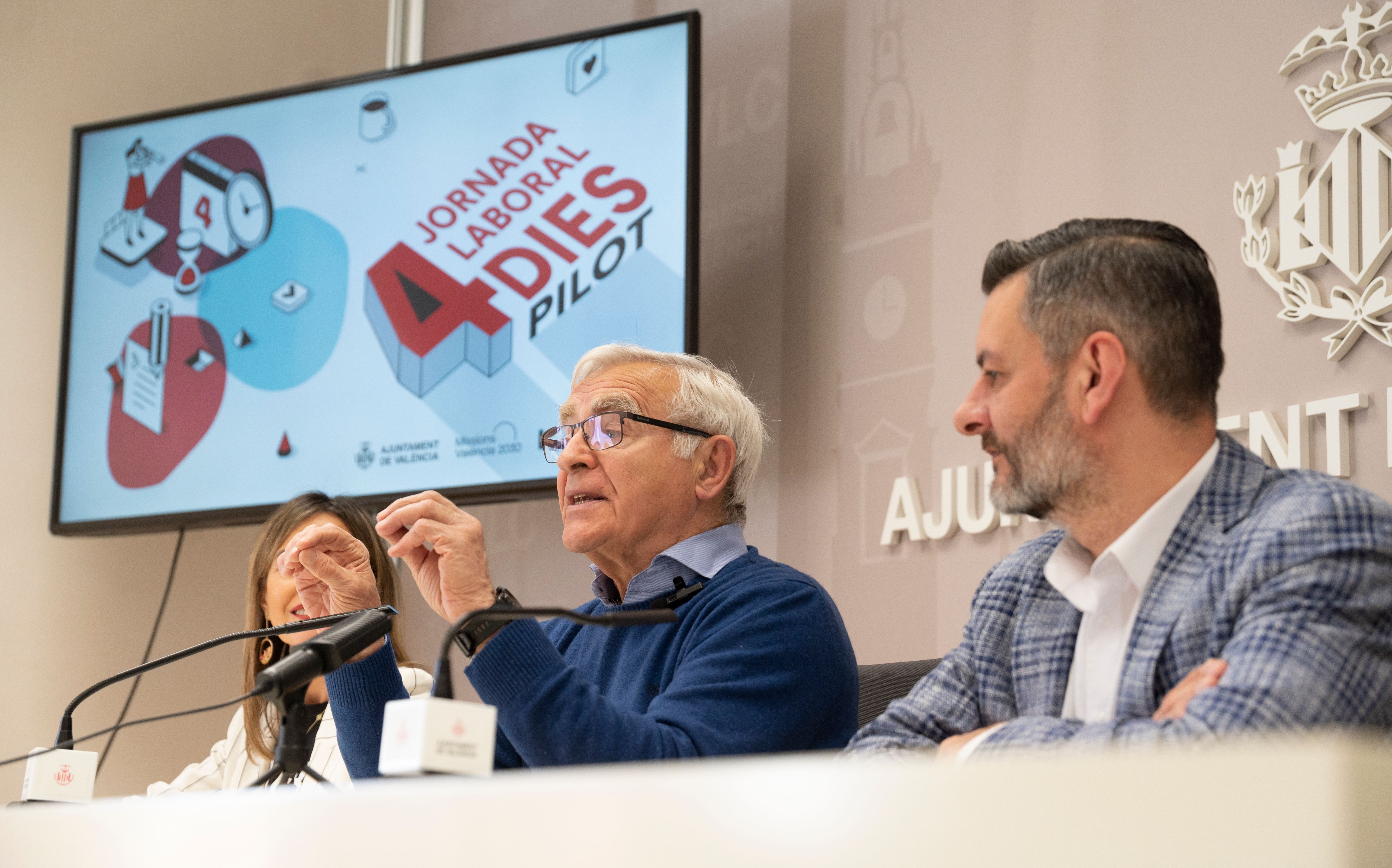  Joan Ribó, alcalde de València, en la roda de premsa sobre la jornada laboral de 4 dies setmanals