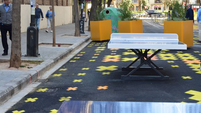 Imagen de las mesas de ping-pong ubicadas en La Petxina
