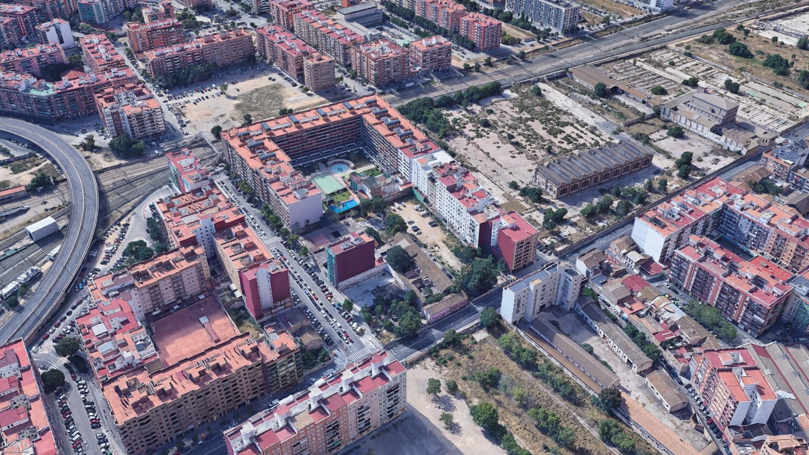 Vista aérea del ámbito de actuación del PAI del Moncayo en la Creu Coberta