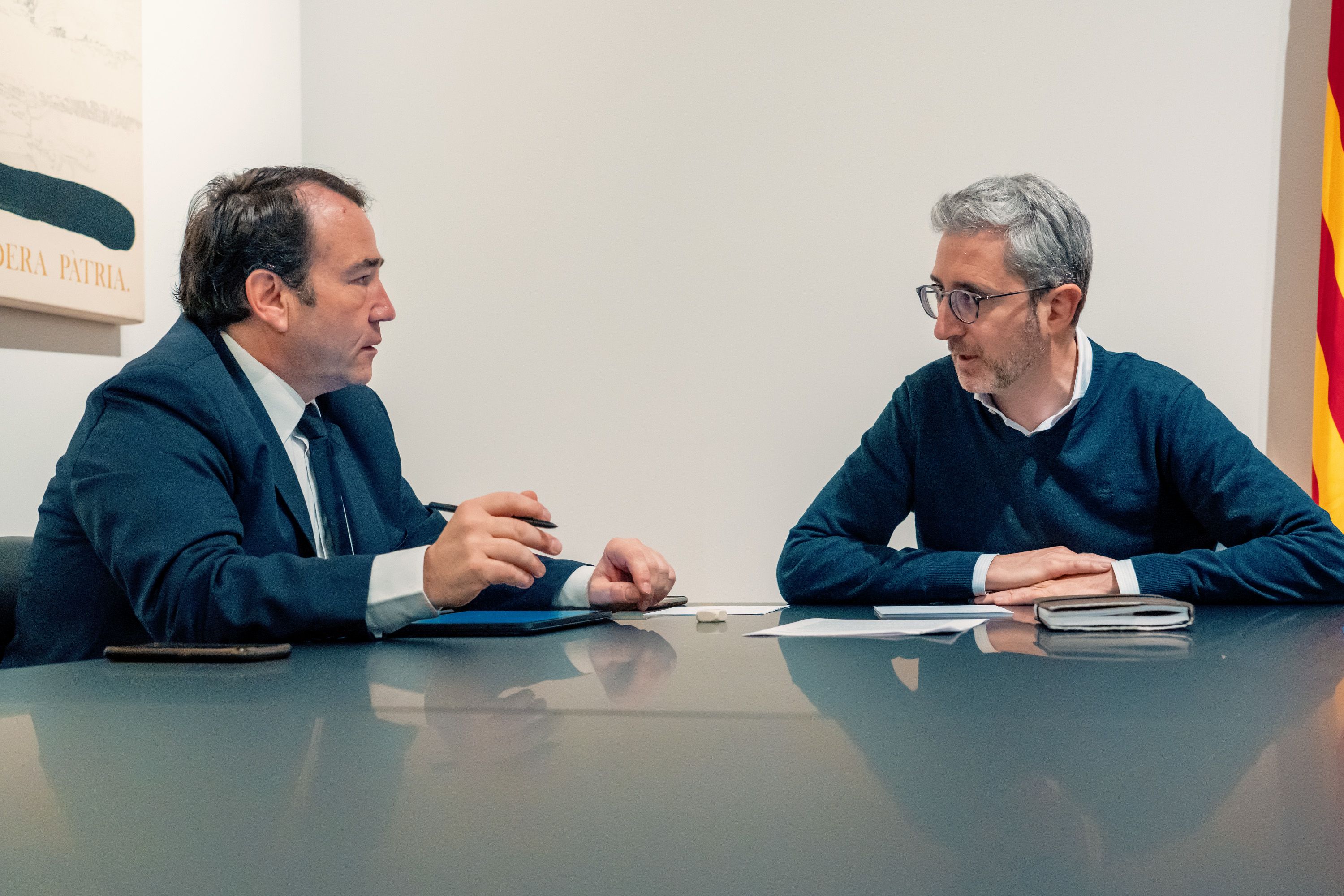 Arcadi España, conseller de Hacienda y Modelo Económico, y Manuel Illueca, director del IVF