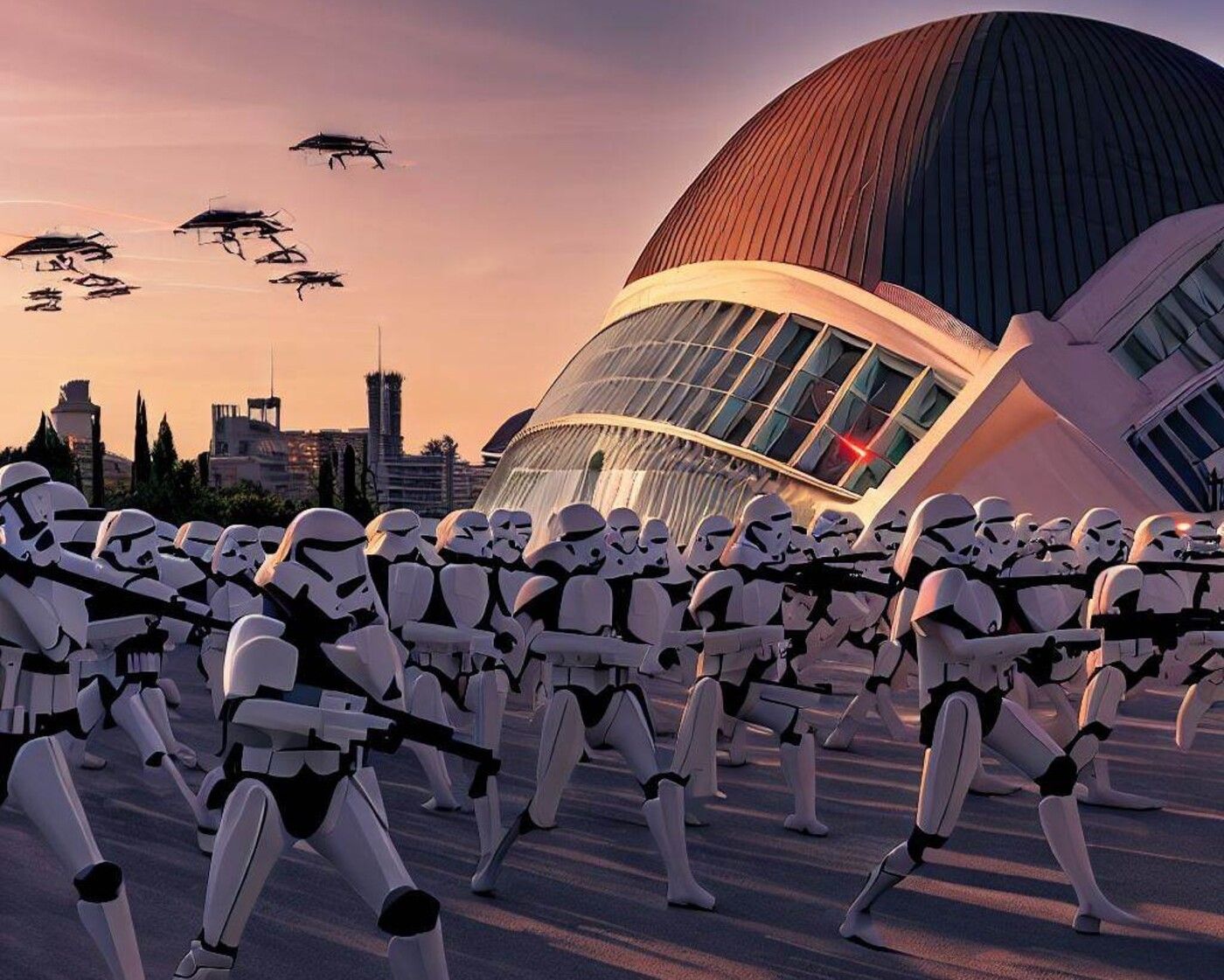 Clons de Star Wars invadeixen València, en una recreació del compte de Twitter @SpanishAI