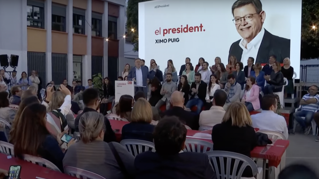 El president Ximo Puig durante el acto de inicio de campaña del PSPV-PSOE