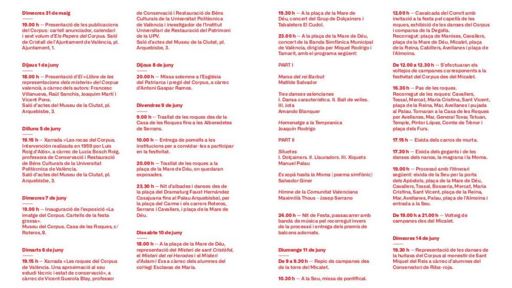 Programación Corpus València Programación Corpus València