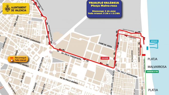 Mapa del recorrido del III Triatlón Playa de la Malva-rosa Mapa del recorrido del III Triatlón Playa de la Malva-rosa
