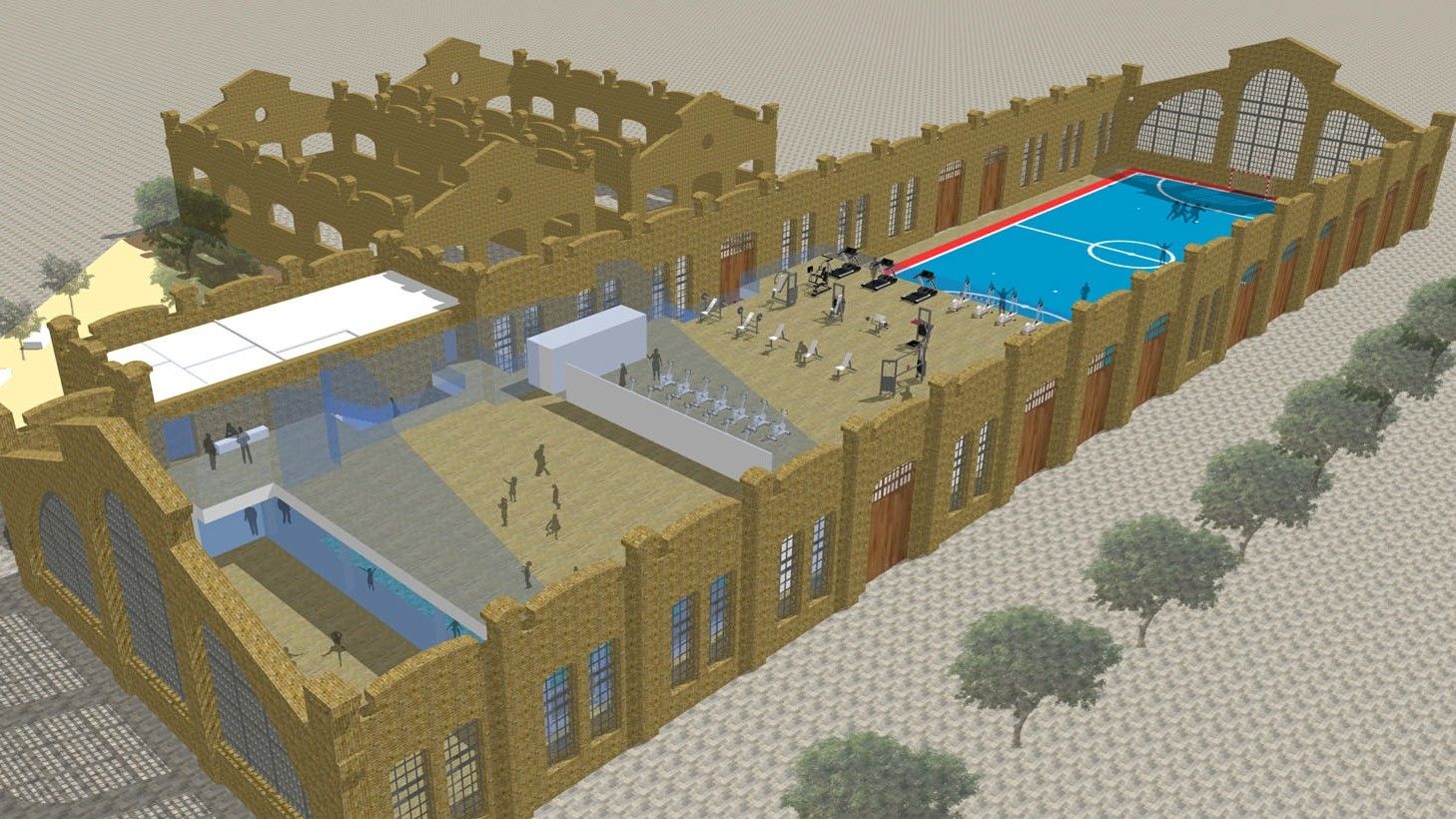 Plano de cómo será la futura instalación del polideportivo en el Parc Central de València