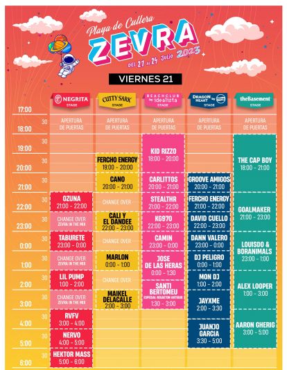 Cartel del viernes del Zevra Festival 2023