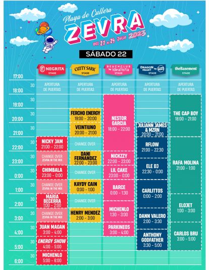 Cartell del dissabte del Zevra Festival 2023