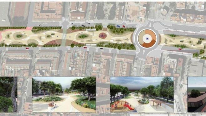 Recreació virtual de la futura zona enjardinada a Manises desprès de les obres Recreació virtual de la futura zona enjardinada a Manises desprès de les obres