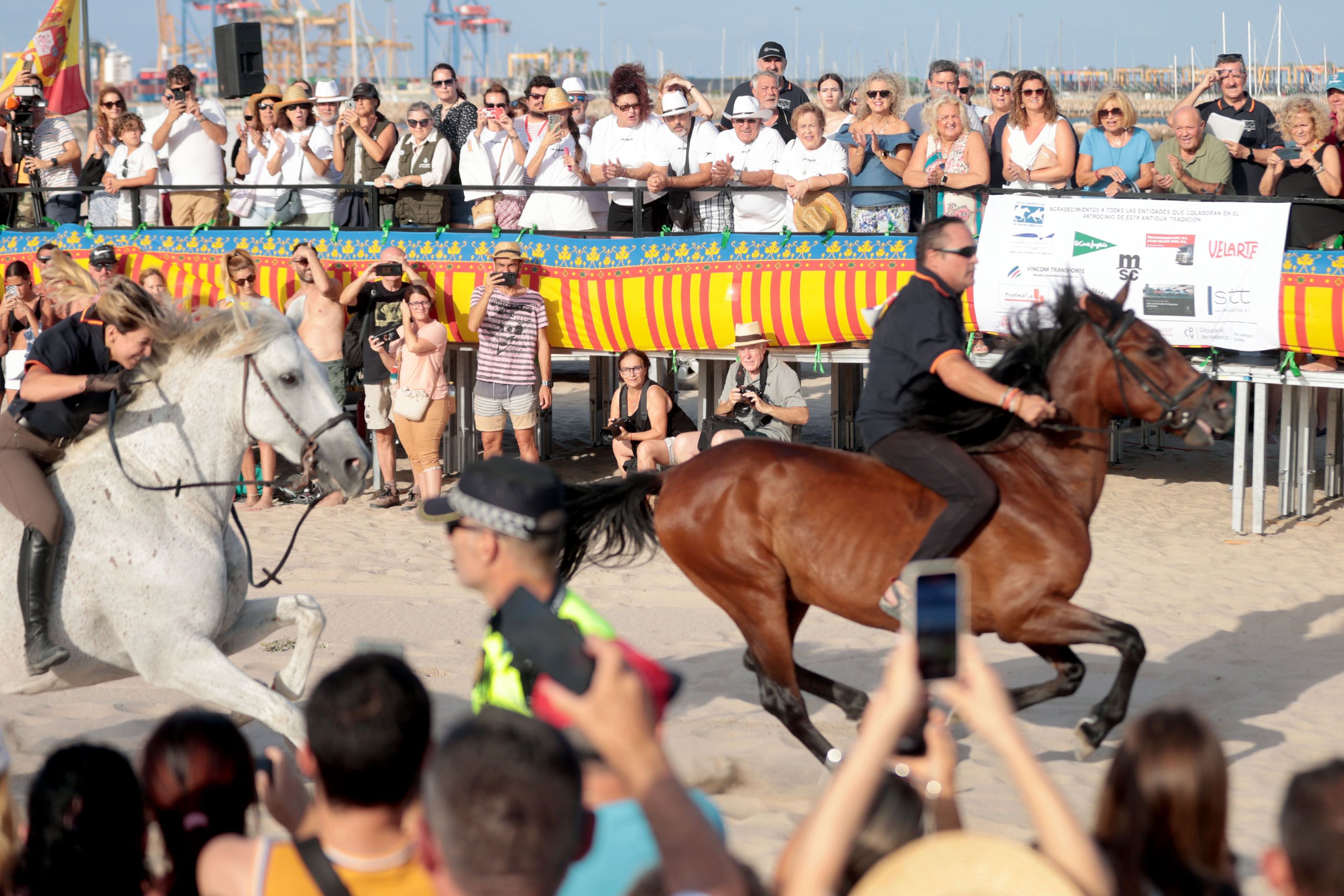 Jinetes y caballos participantes en las Corregudes de Joies de Pinedo