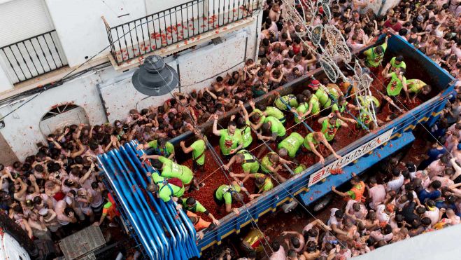 Imagen de la Tomatina de Buñol/Foto: Turisme Comunitat Valenciana