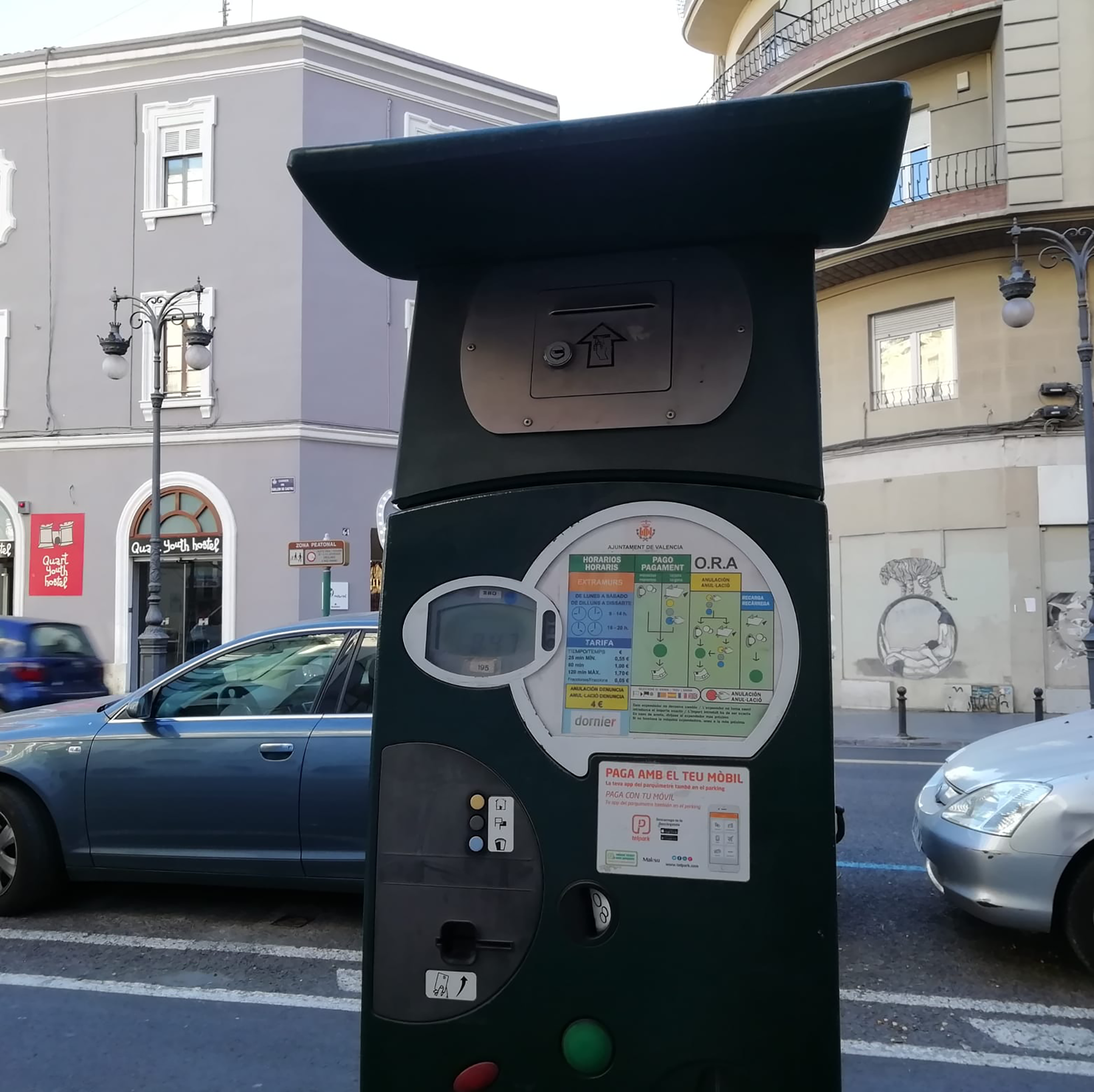 Parquímetro para pagar la zona azul de València