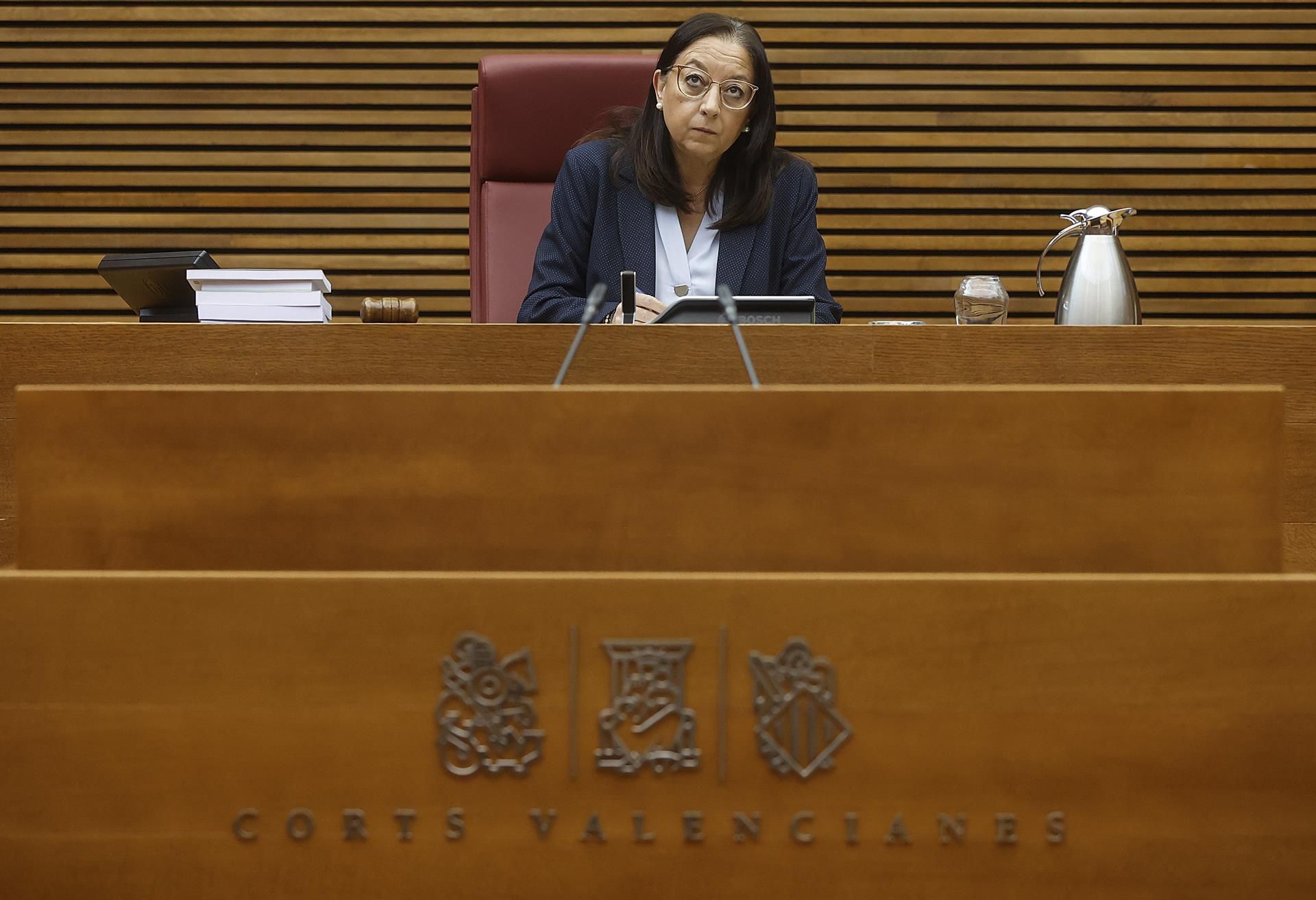 La presidenta de Les Corts, Llanos Massó, durant un plenari a Les Corts