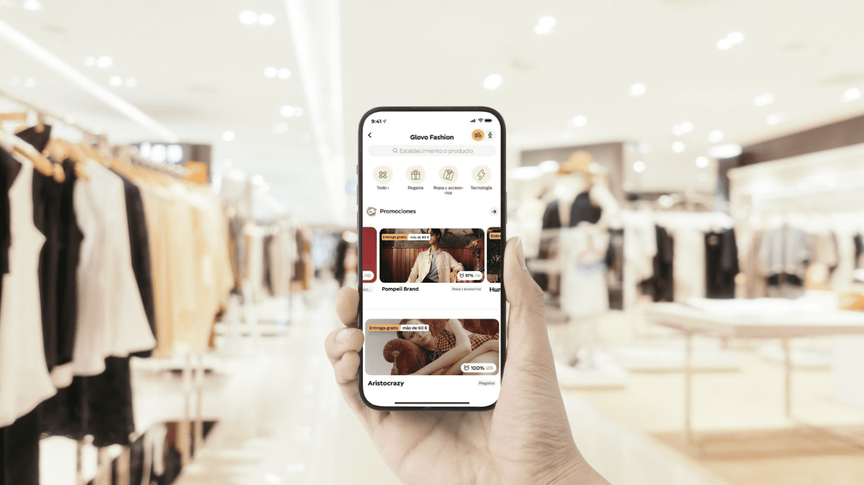 Nuevo servicio de 'Glovo Fashion' en la aplicación móvil de Glovo. Imagen: Glovo