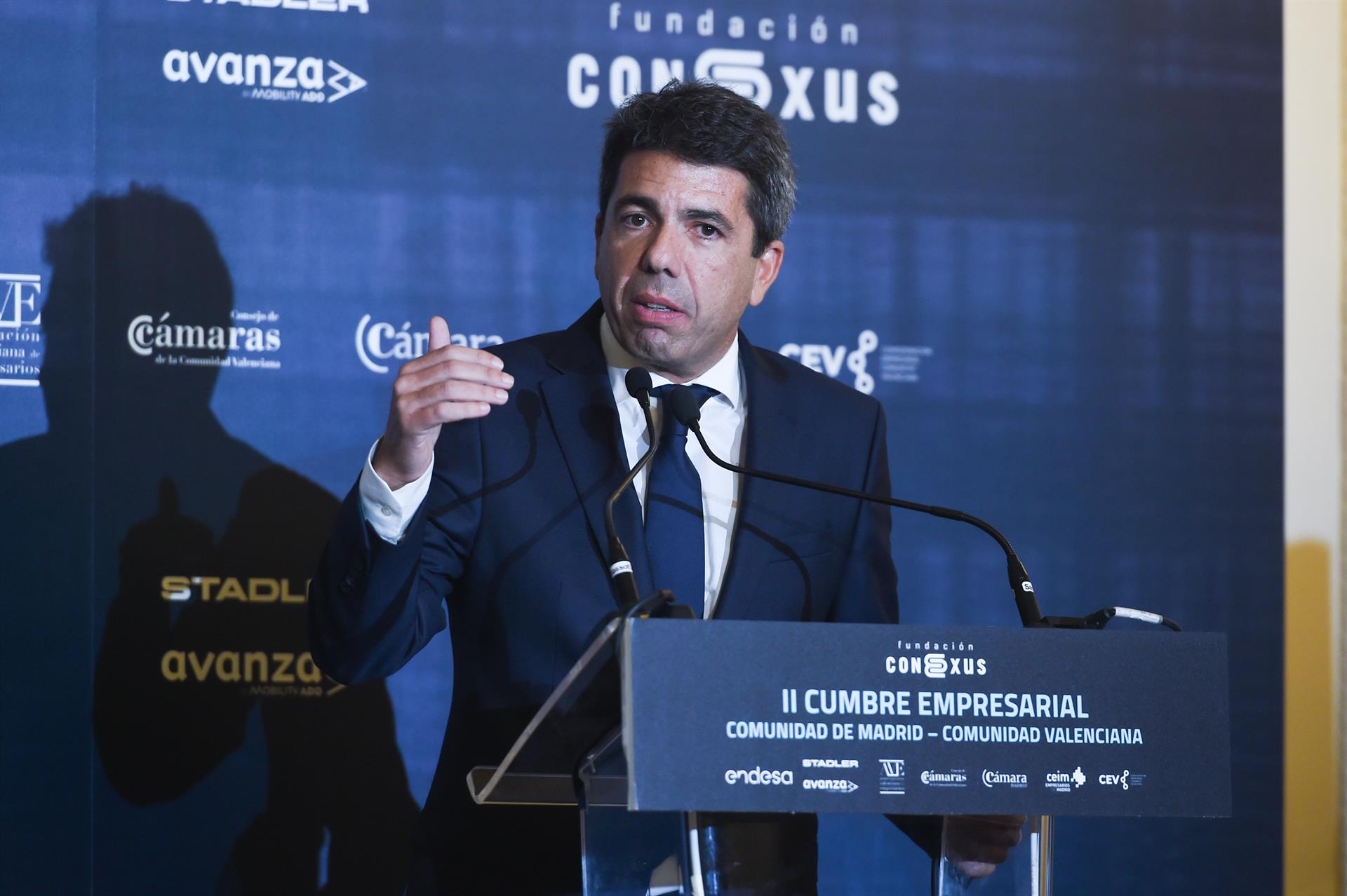 El president de la Generalitat Valenciana, Carlos Mazón, intervé en la II Cimera Empresarial Comunitat de Madrid - Comunitat Valenciana