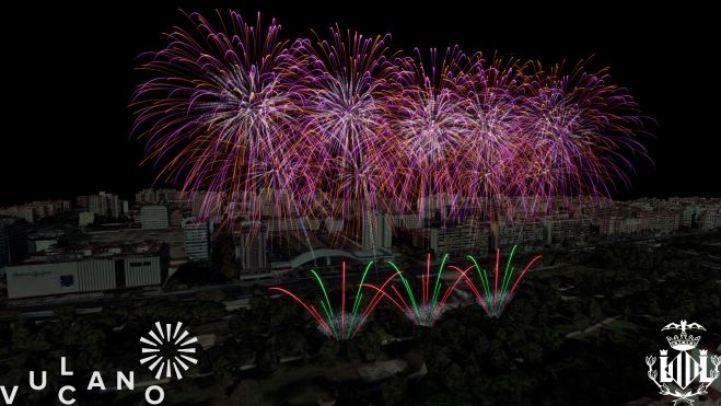 Simulación del espectáculo pirotécnico Simulación del espectáculo pirotécnico