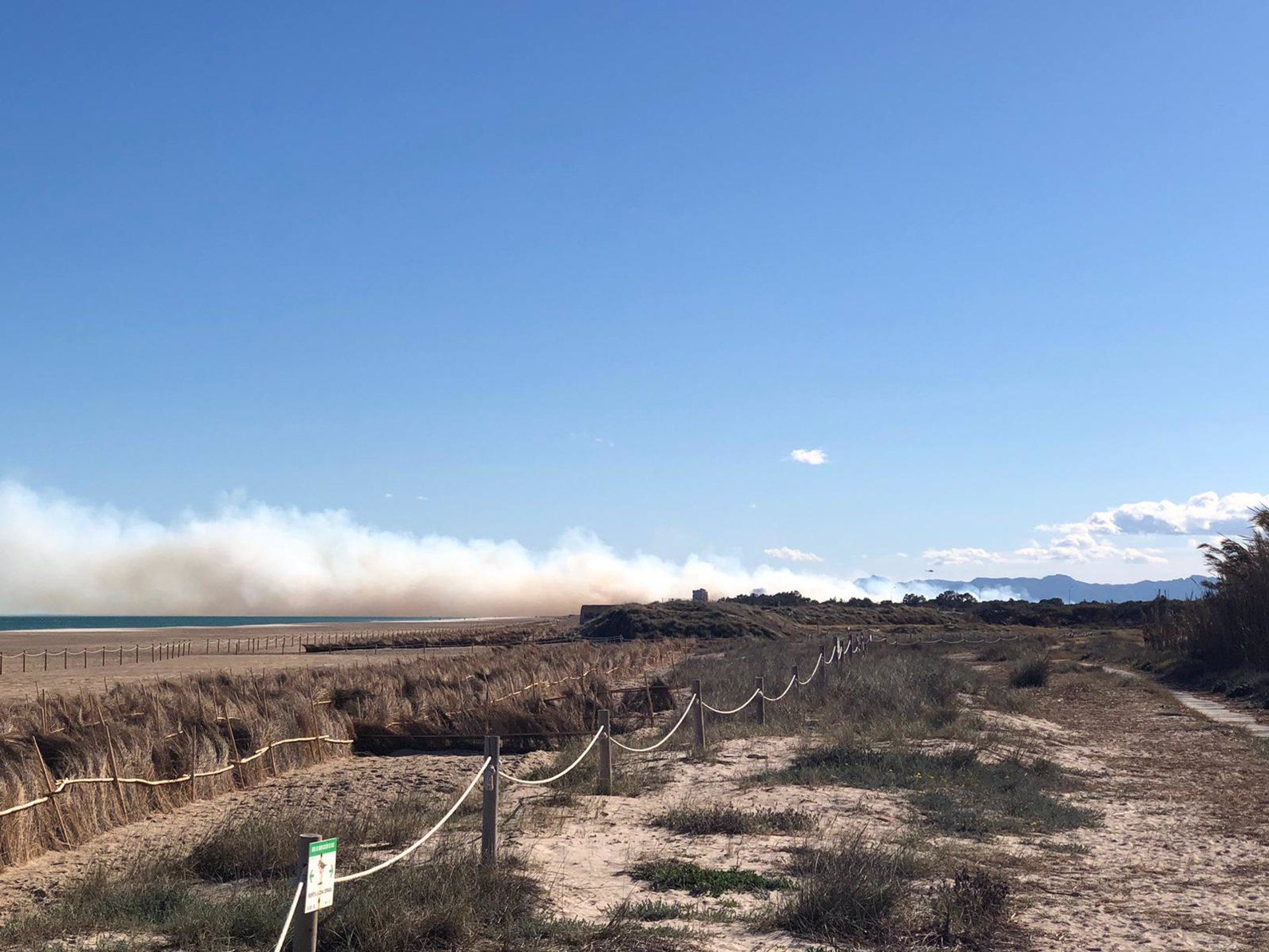 Fotografía de un incendio forestal declarado en El Saler. Imagen: Europa Press