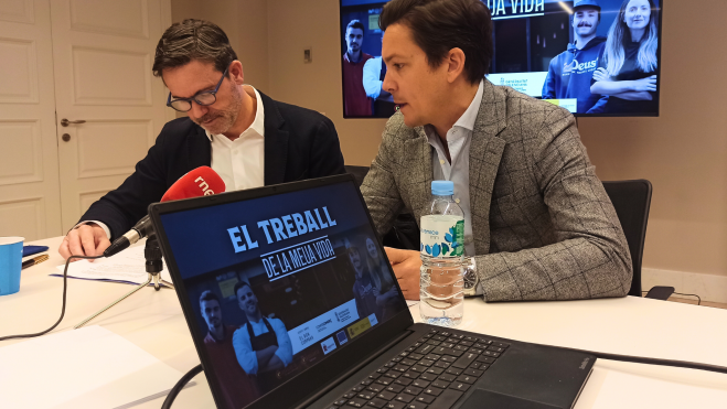 Rafael Torres i Borja Ávila durant la roda de premsa de presentació de la campanya "El Trabajo de Mi Vida"