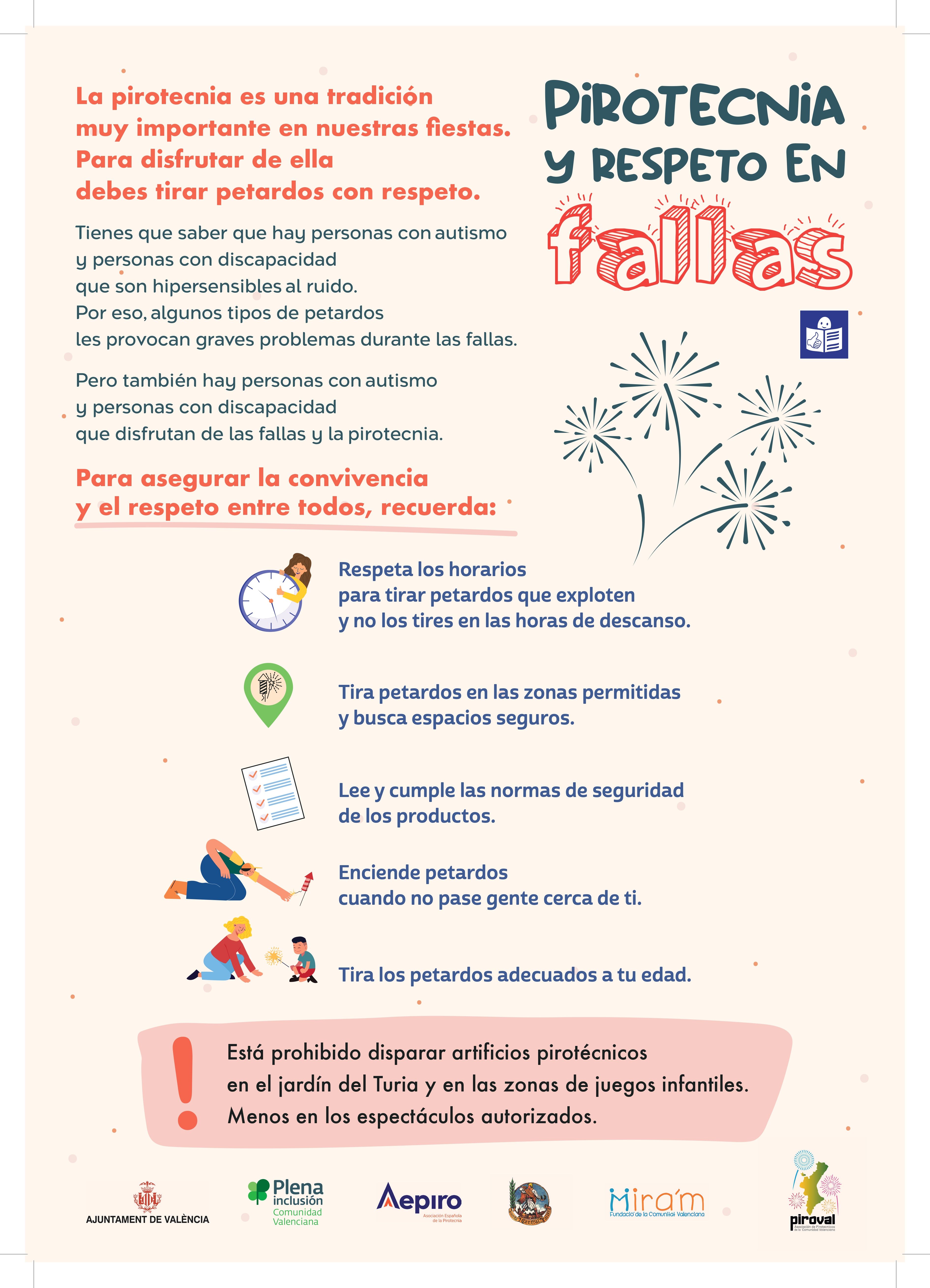 Cartell de la campanya "Pirotècnia i respecte en Falles"