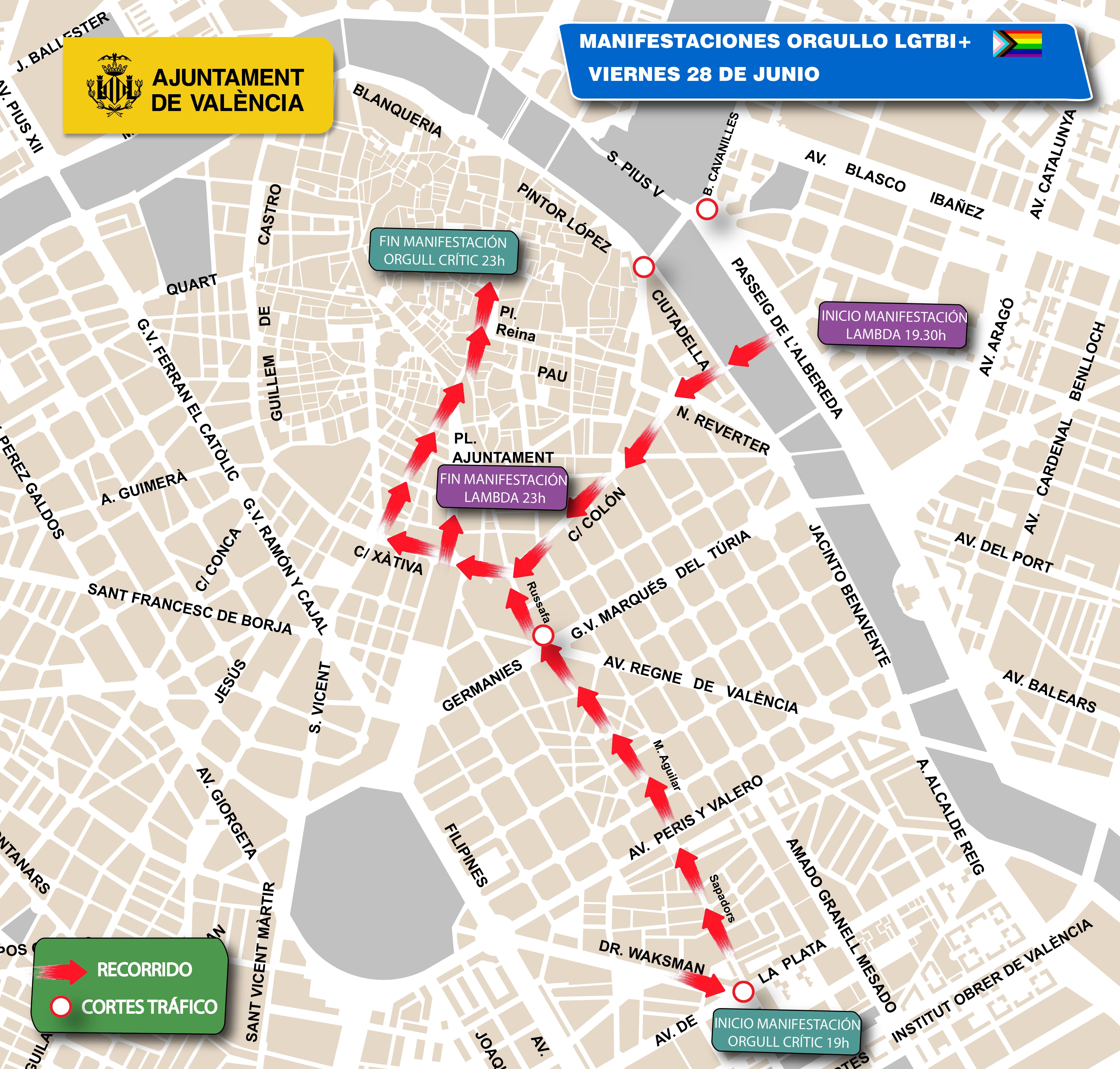 Horario, recorrido y cortes de tráfico por las manifestaciones del ...