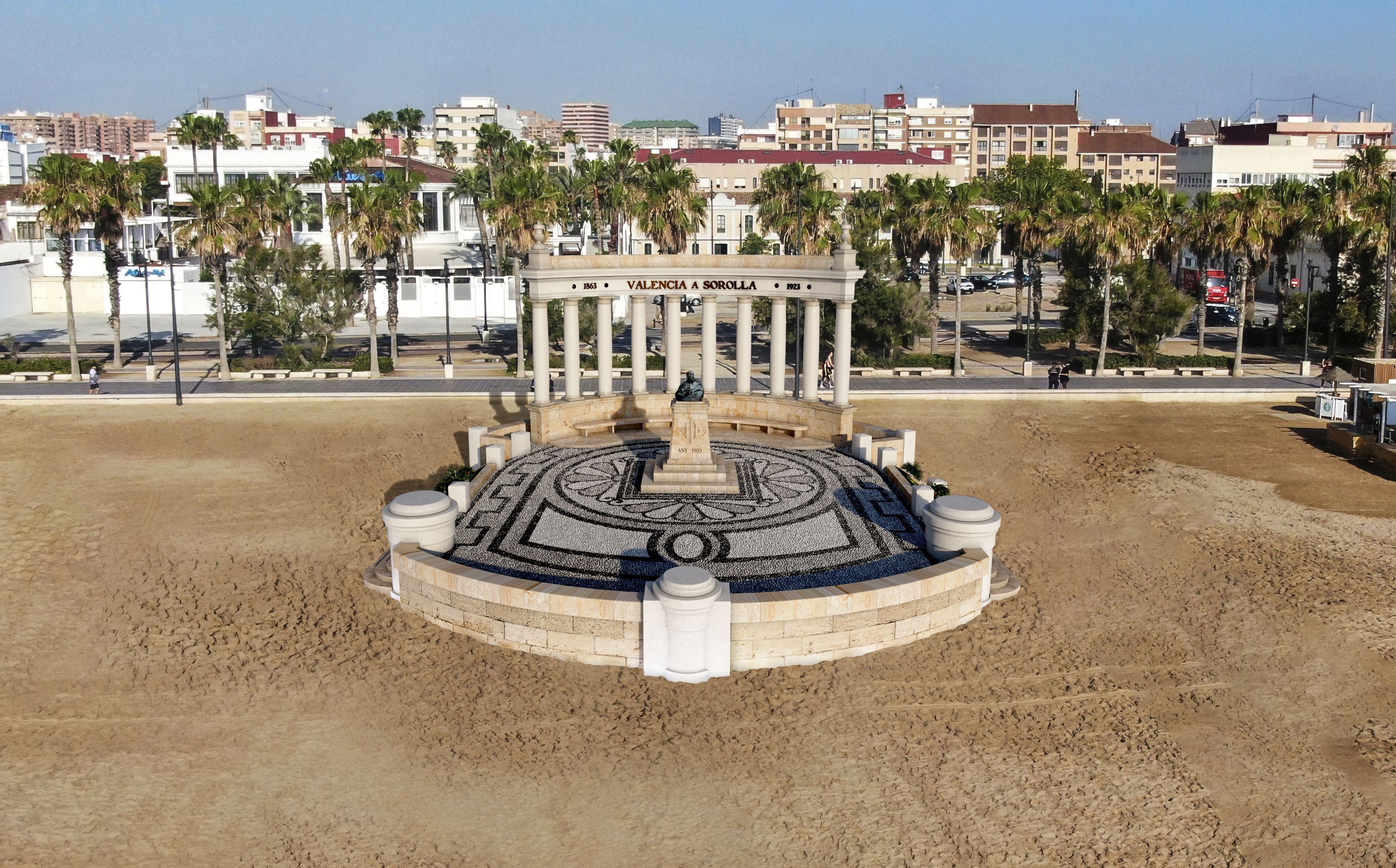 Figuració virtual de com serà el monument a Joaquín Sorolla desprès de la seua reconstrucció