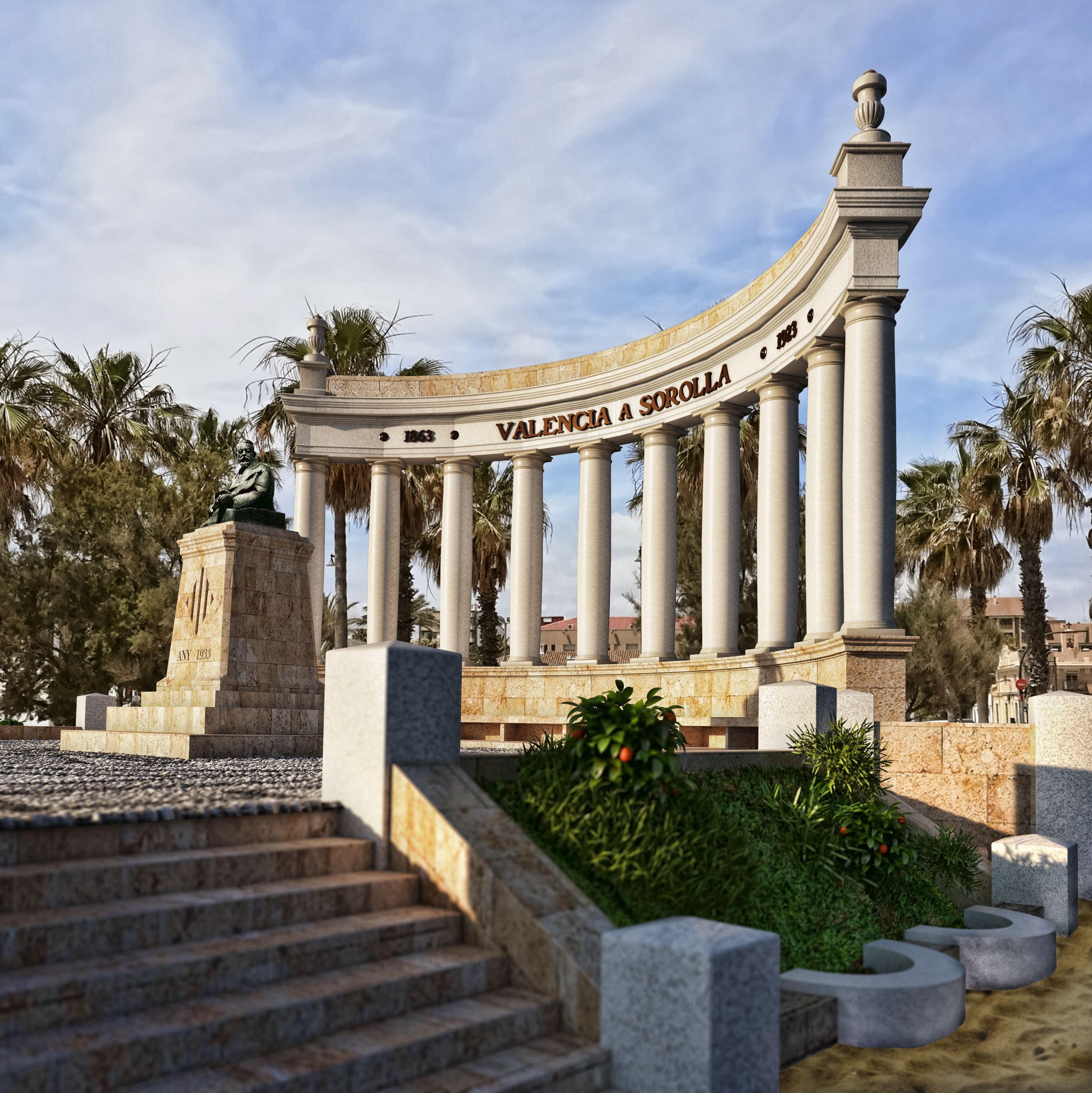 Figuració virtual de com serà el monument a Joaquín Sorolla desprès de la seua reconstrucció