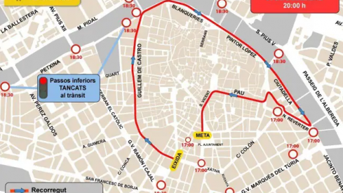 Plano del recorrido de la San Silvestre en València Plano del recorrido de la San Silvestre en València