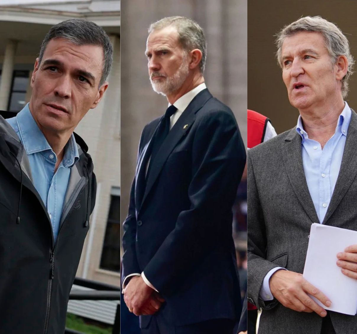 Pedro Sánchez, el Rey Felipe Vi y Alberto Núñez Feijóo visitan Valencia tras la DANA