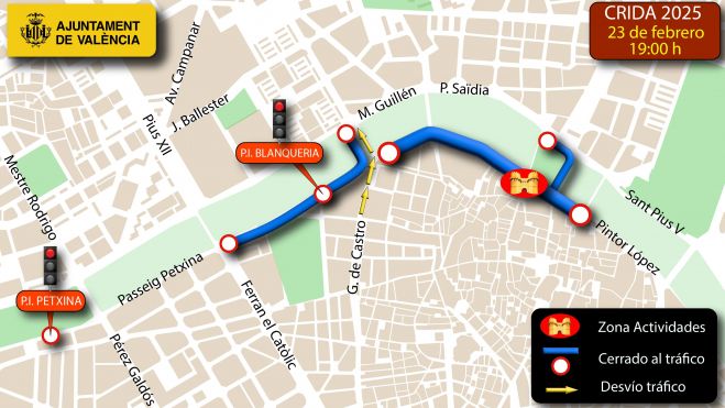 Planos corte calles Valencia Crida 2025