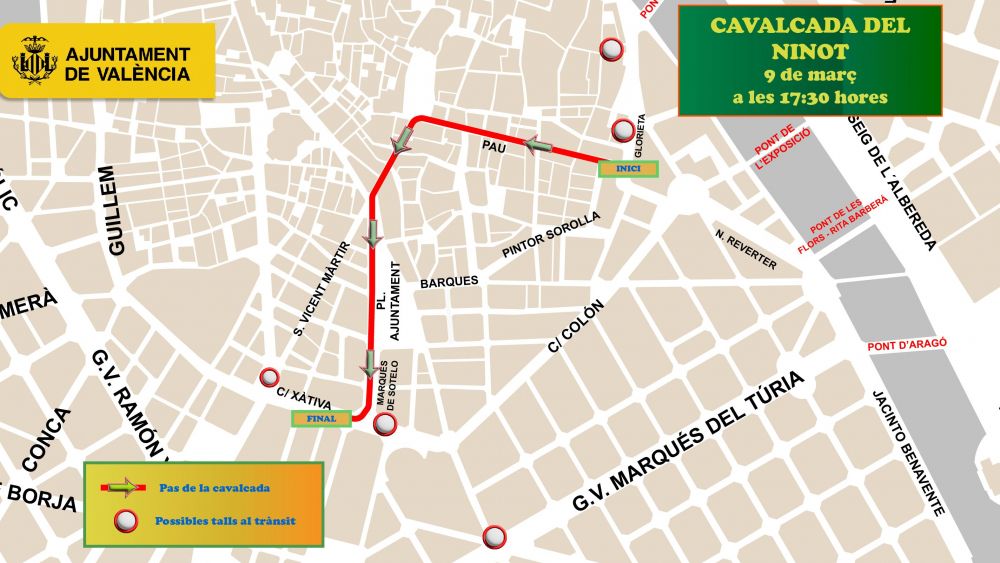 Recorregut de la Cavalcada del Ninot