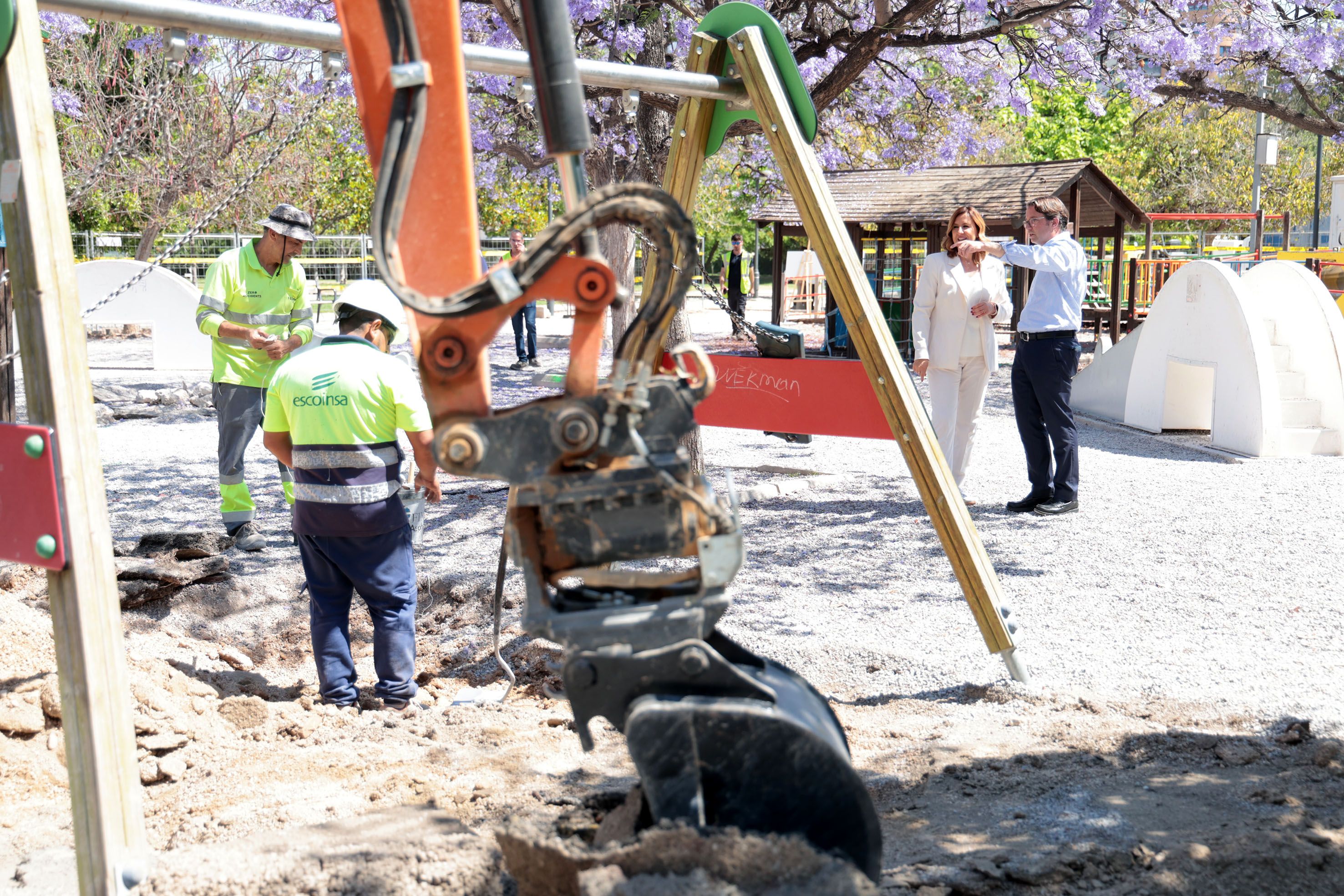 Obras de la nueva zona de juegos infantiles de Valencia