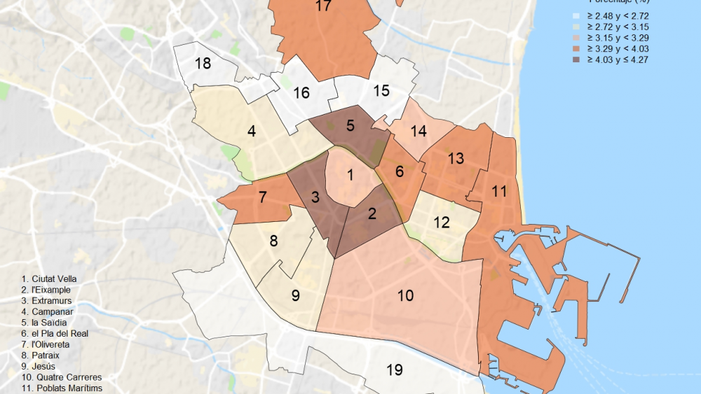 Balance de personas mayores en los distritos de Valencia Balance de personas mayores en los distritos de Valencia