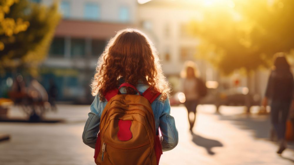 Una niña de camino al colegio