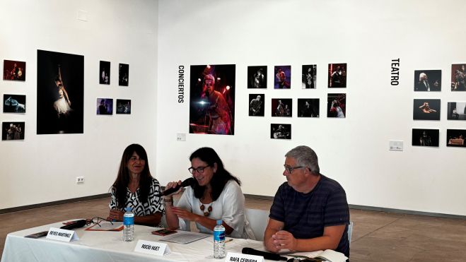 Rueda de prensa, Reyes Martínez, Rocío Huet y Rafa Cervera Rueda de prensa, Reyes Martínez, Rocío Huet y Rafa Cervera