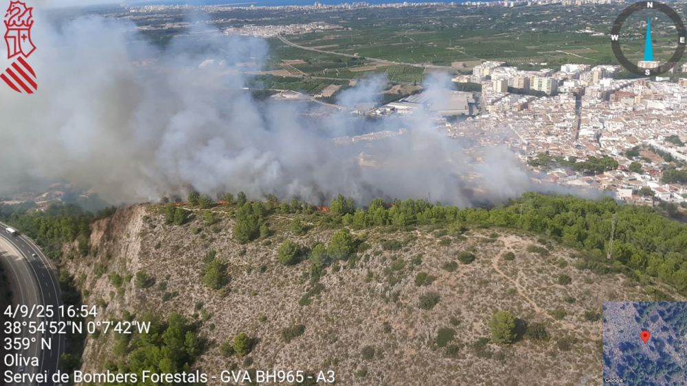 Vista del incendio de Oliva