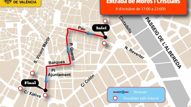 Recorregut Moros i Cristians Valencia 2025