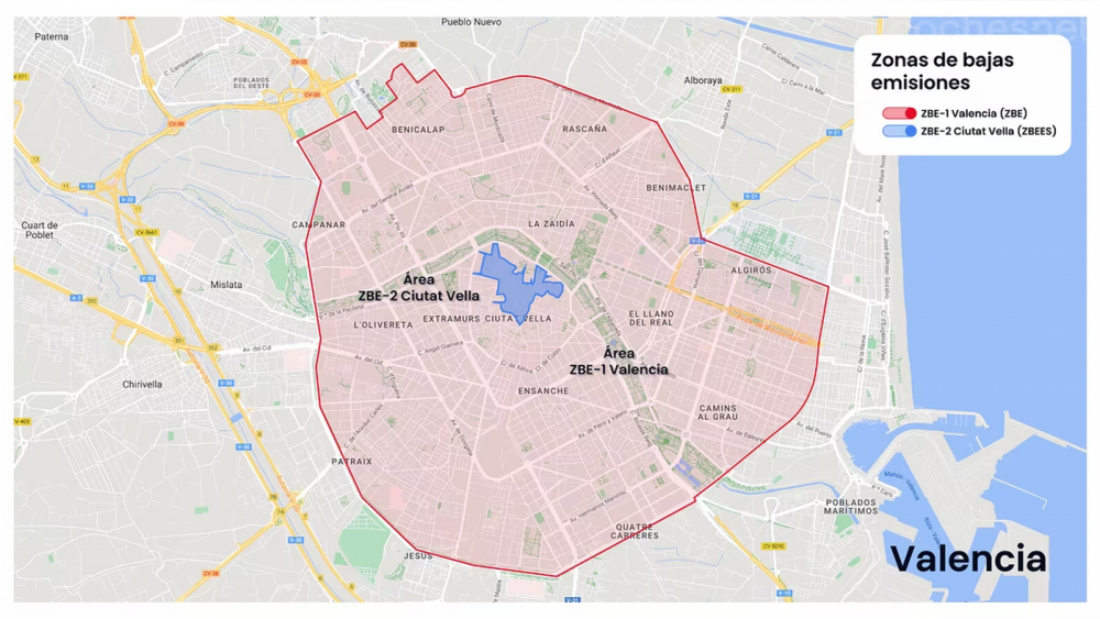 Mapa de la ZBE en València Mapa de la ZBE en València
