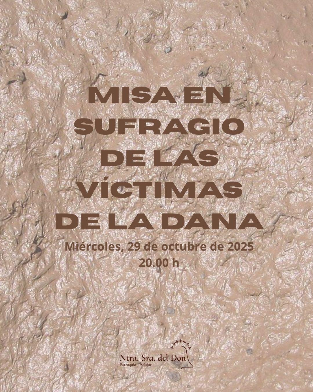Cartel de la misa por las víctimas de la Dana a Alfafar