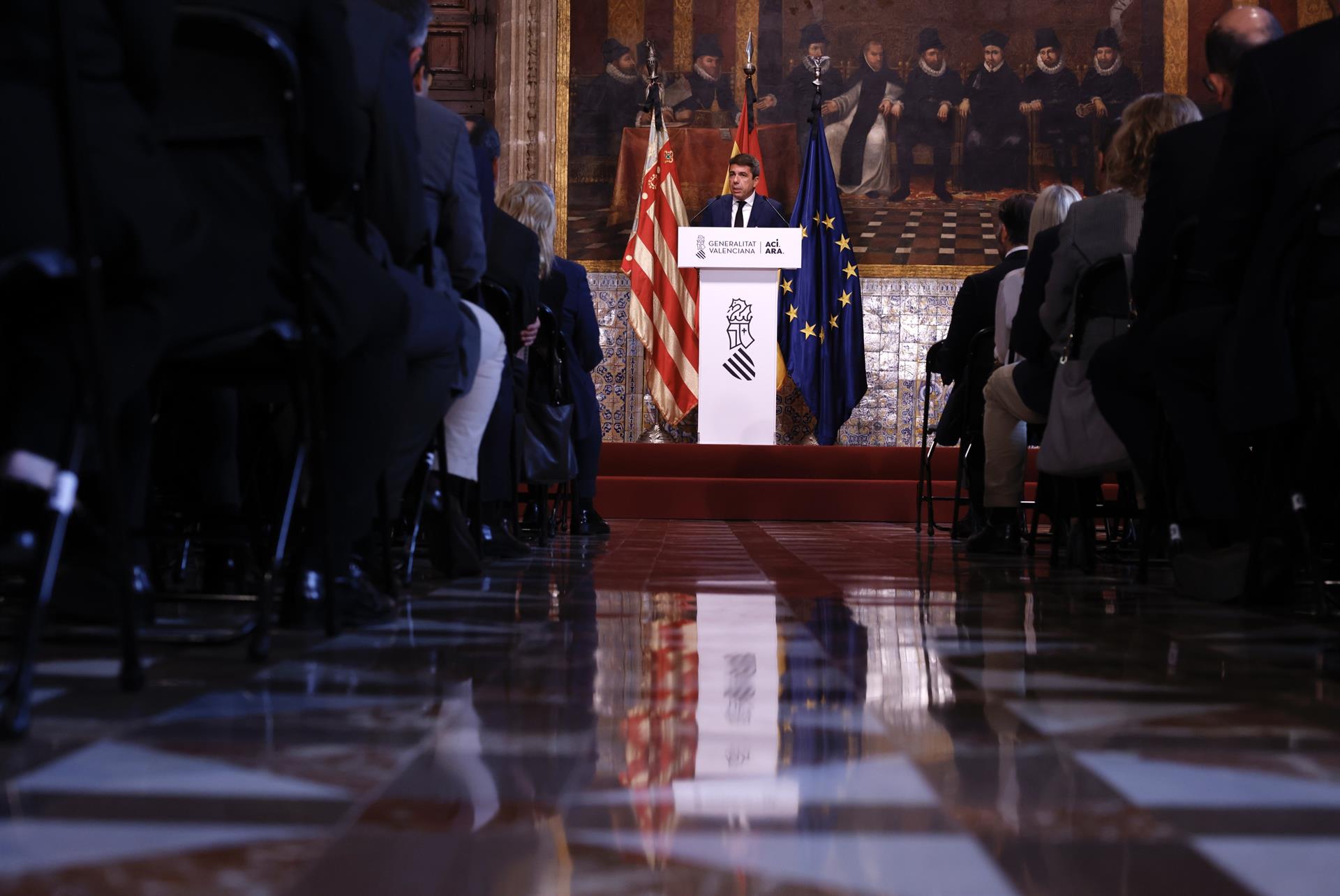 El president de la Generalitat, Carlos Mazón, en la seua compareixença institucional