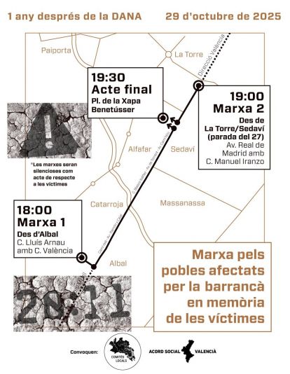 Recorregut de la marxa silenciosa per les víctimes de la DANA Recorregut de la marxa silenciosa per les víctimes de la DANA