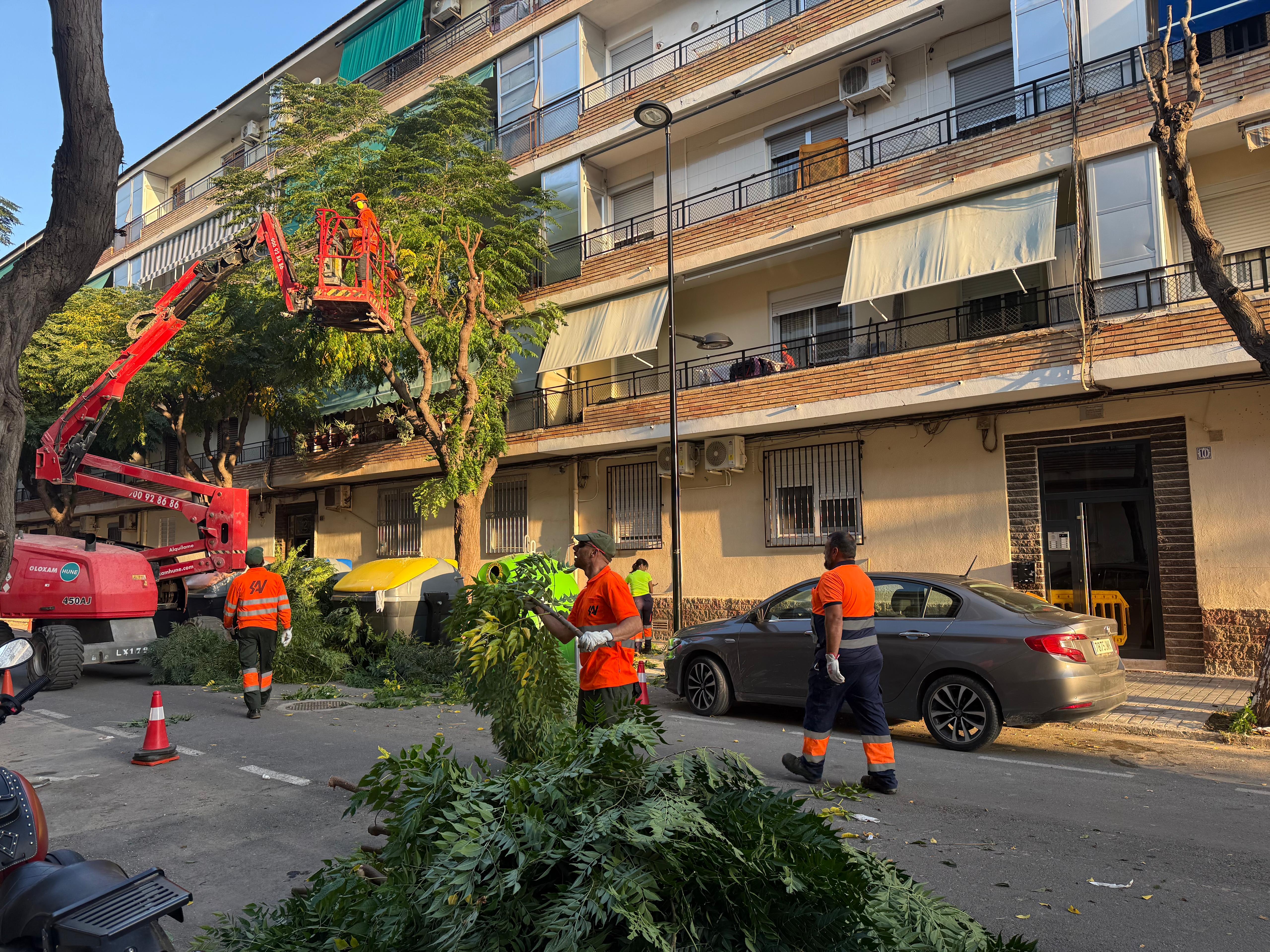 limpieza integral de sacas y escombros por operarios del Ayuntamiento de Alfafar