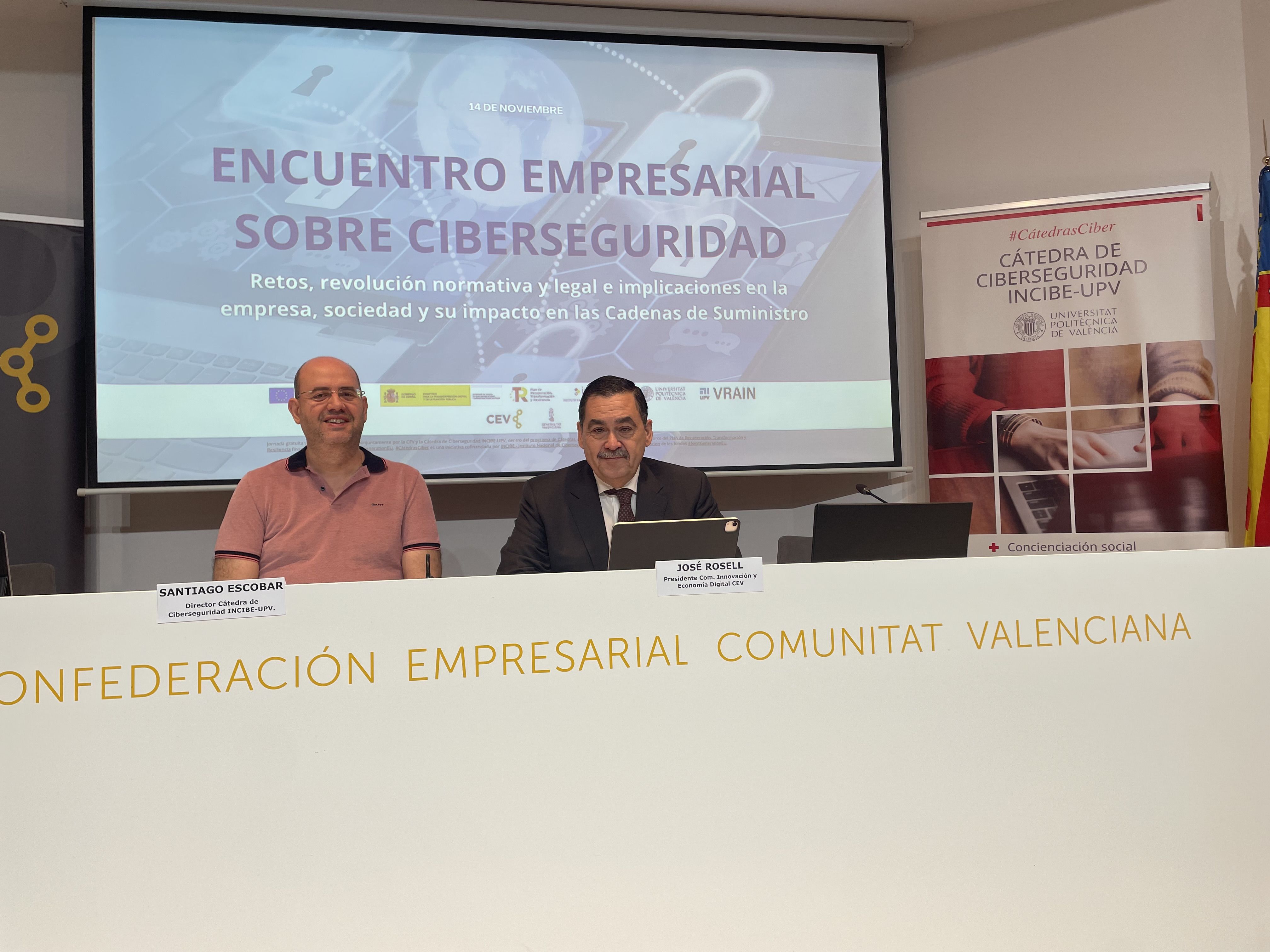 Encuentro Empresarial en Ciberseguridad, celebrat a València i organitzat per la Càtedra de Ciberseguretat INCIBE-UPV conjuntament amb la Confederació Empresarial de la Comunitat Valenciana (CEV), Encuentro Empresarial en Ciberseguridad, celebrat a València i organitzat per la Càtedra de Ciberseguretat INCIBE-UPV conjuntament amb la Confederació Empresarial de la Comunitat Valenciana (CEV),