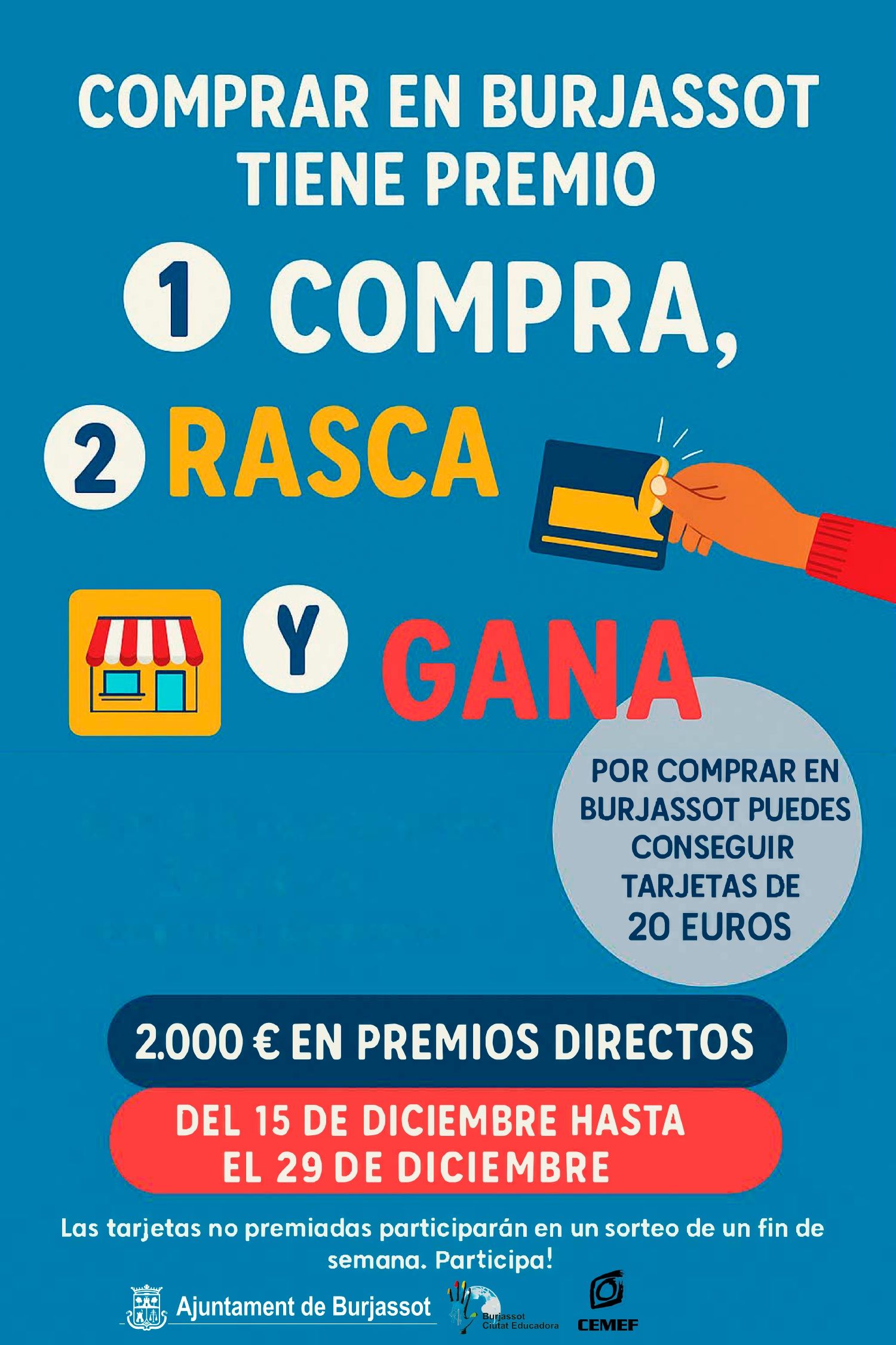 Cartel 'Rasca y gana comercio' del Ayuntamiento de Burjassot