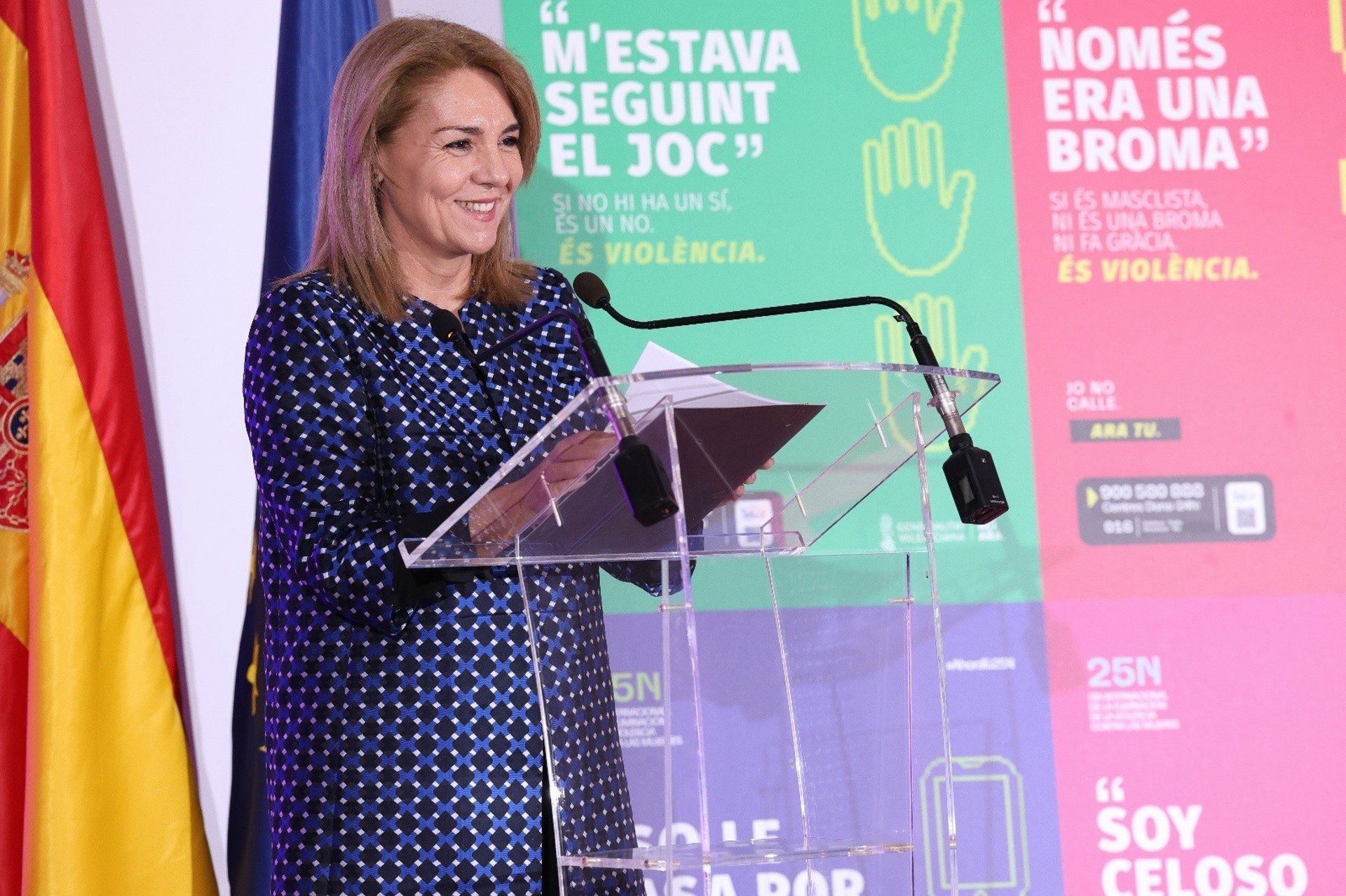 La vicepresidenta primera i consellera de Servicis Socials, Igualtat i Vivenda, Susana Camarero, en l'acte del 25N