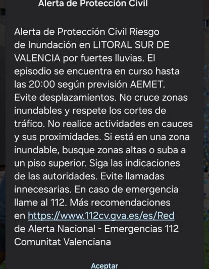 Alerta de Protección Civil enviada a los teléfonos móviles Alerta de Protección Civil enviada a los teléfonos móviles