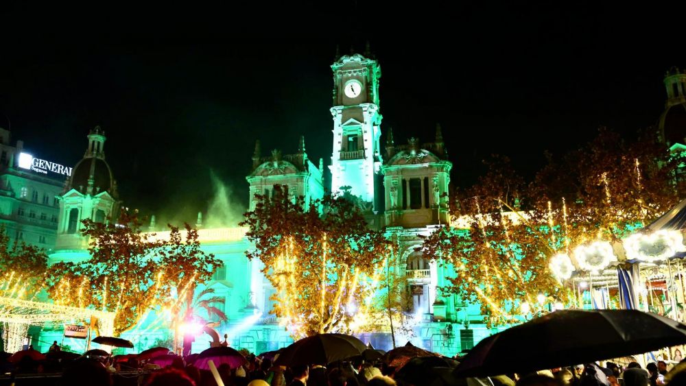 Nochevieja en la Plaza del Ayuntamiento de Valencia