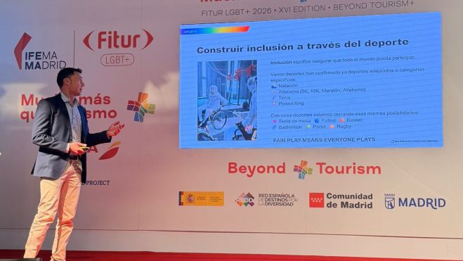 David Gómez, en la presentació dels Gay Games València en FITUR 2026