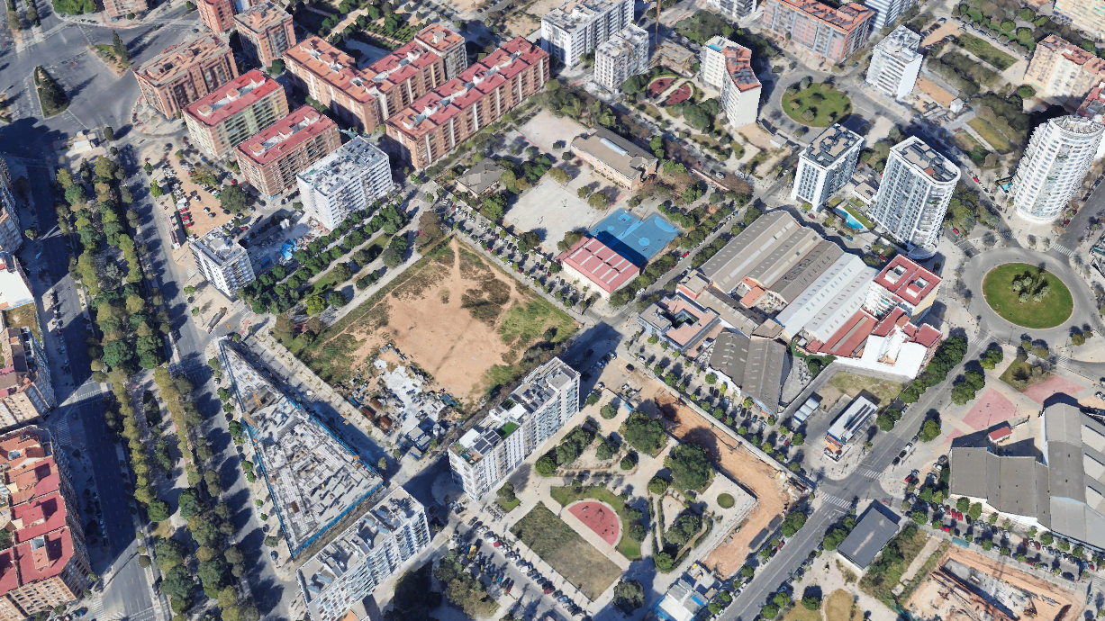  Vista aèria solar Conservatori Dansa (carrer Borrasca)