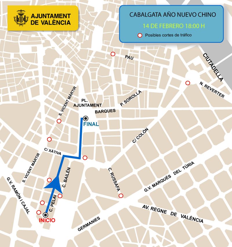 Dispositivo de tráfico Año Nuevo Chino en Valencia