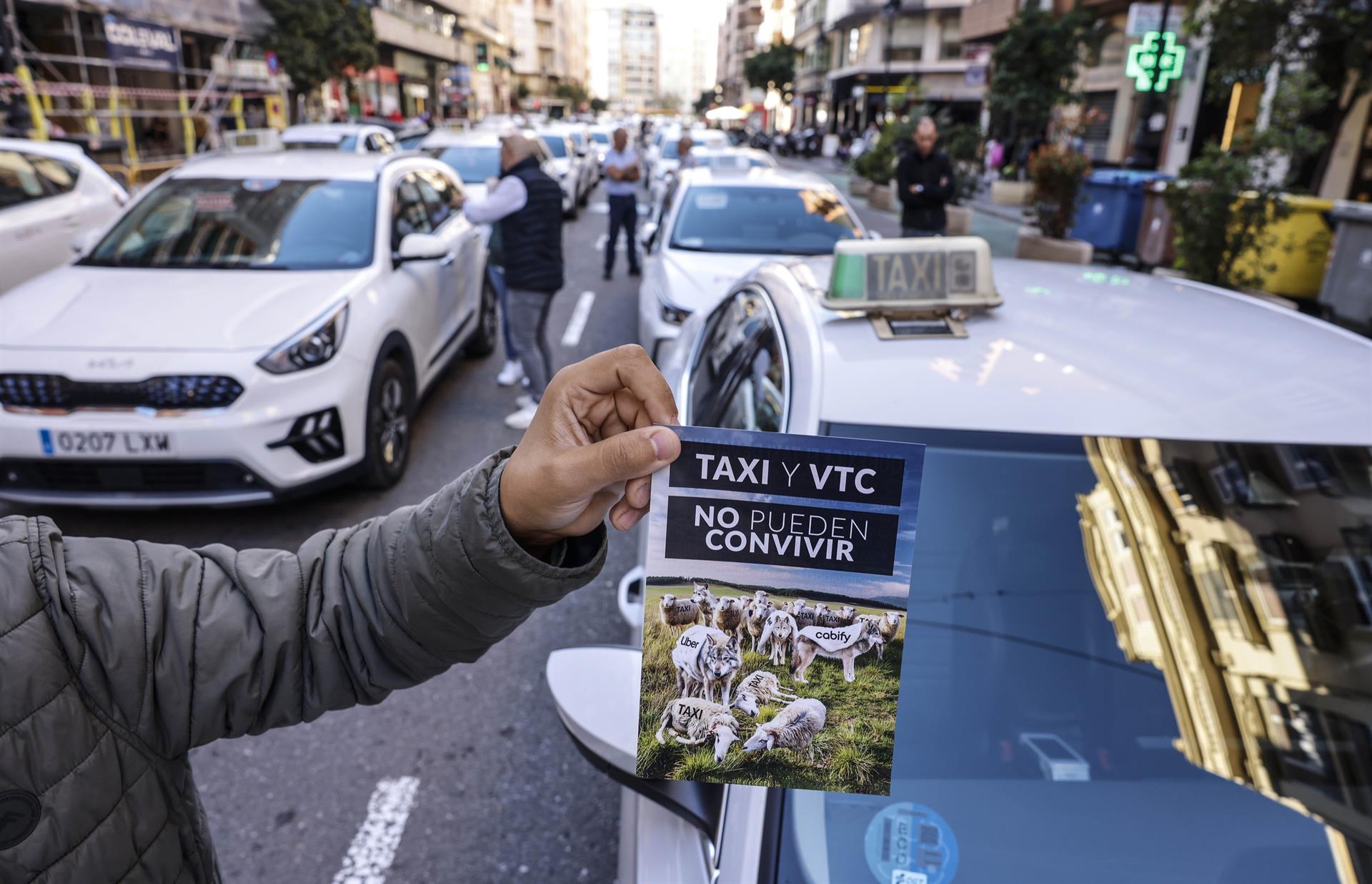 Taxis en protesta contra las VTC