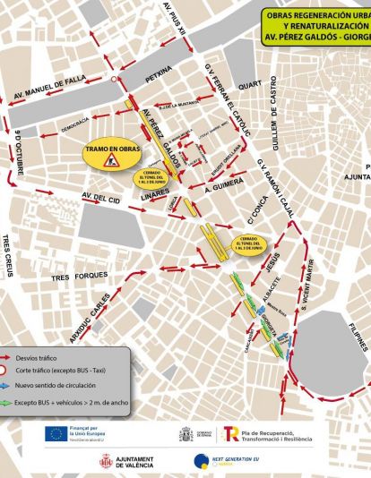 Cortes de tráfico túnel Pérez Galdós (